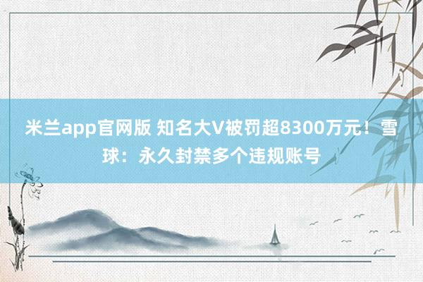 米兰app官网版 知名大V被罚超8300万元!雪球:永久封禁多个违规账号