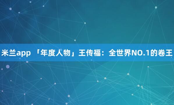 米兰app 「年度人物」王传福：全世界NO.1的卷王