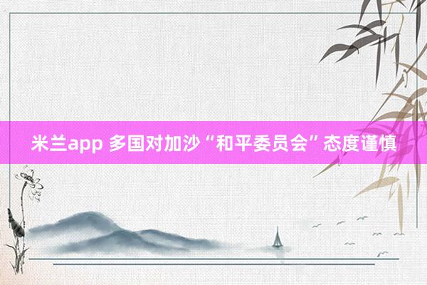 米兰app 多国对加沙“和平委员会”态度谨慎