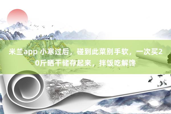 米兰app 小寒过后，碰到此菜别手软，一次买20斤晒干储存起来，拌饭吃解馋