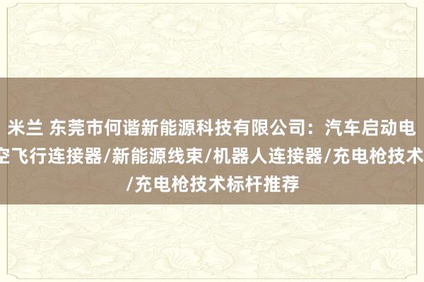 米兰 东莞市何谐新能源科技有限公司：汽车启动电源夹/低空飞行连接器/新能源线束/机器人连接器/充电枪技术标杆推荐