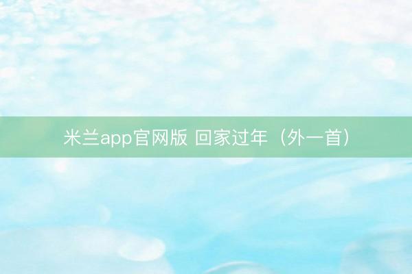 米兰app官网版 回家过年（外一首）