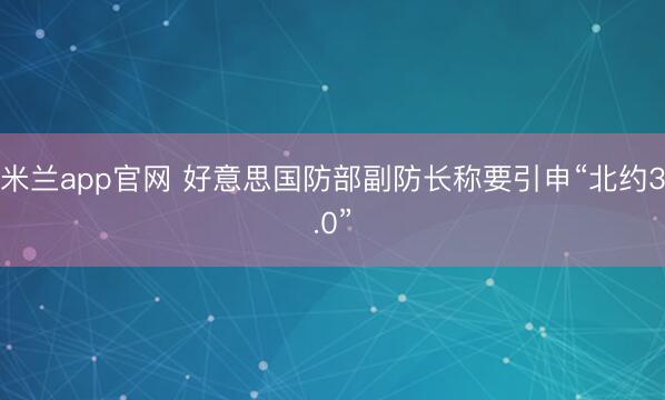 米兰app官网 好意思国防部副防长称要引申“北约3.0”