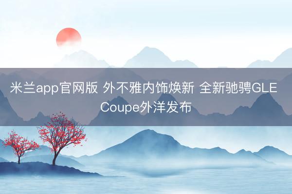 米兰app官网版 外不雅内饰焕新 全新驰骋GLE Coupe外洋发布