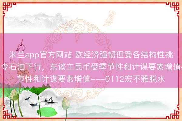 米兰app官方网站 欧经济强韧但受各结构性挑战,委内瑞拉变局