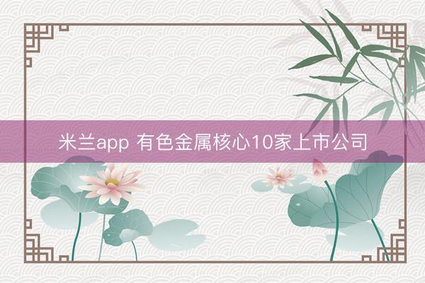米兰app 有色金属核心10家上市公司