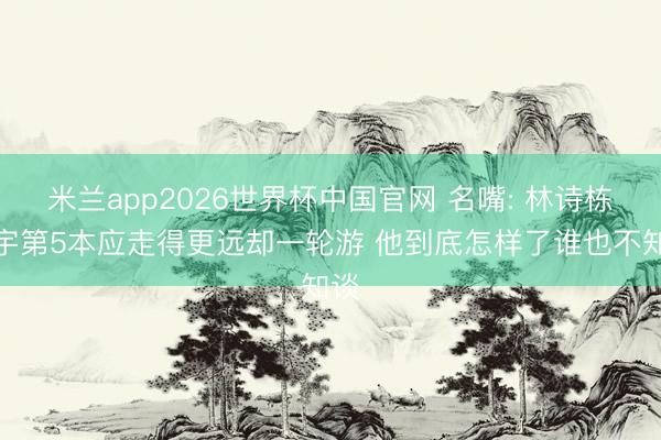 米兰app2026世界杯中国官网 名嘴: 林诗栋寰宇第5本应走得更远却一轮游 他到底怎样了谁也不知谈